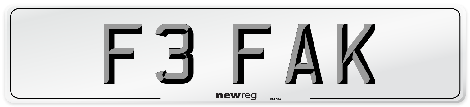 F3 FAK Number Plate from New Reg